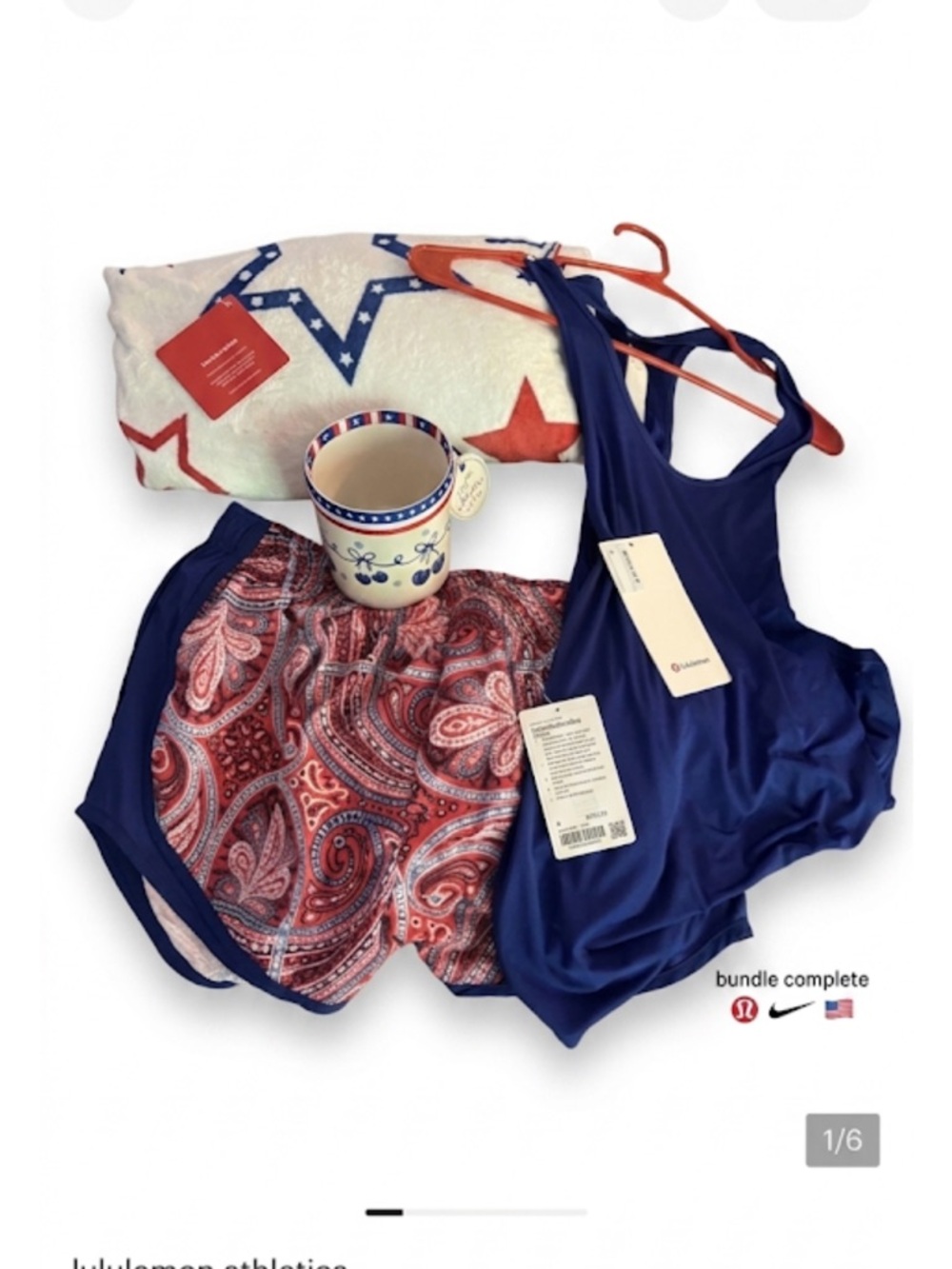Patriotic bundle Nike m/L  small Lululemon tank mug nwt towel nwt